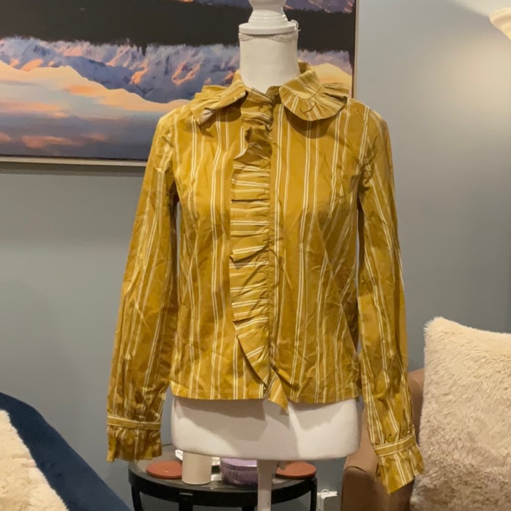 Free People X Just Female Giva Striped Button Down Shirt NWT Sz XS PTP 18 $140 - Picture 2 of 11